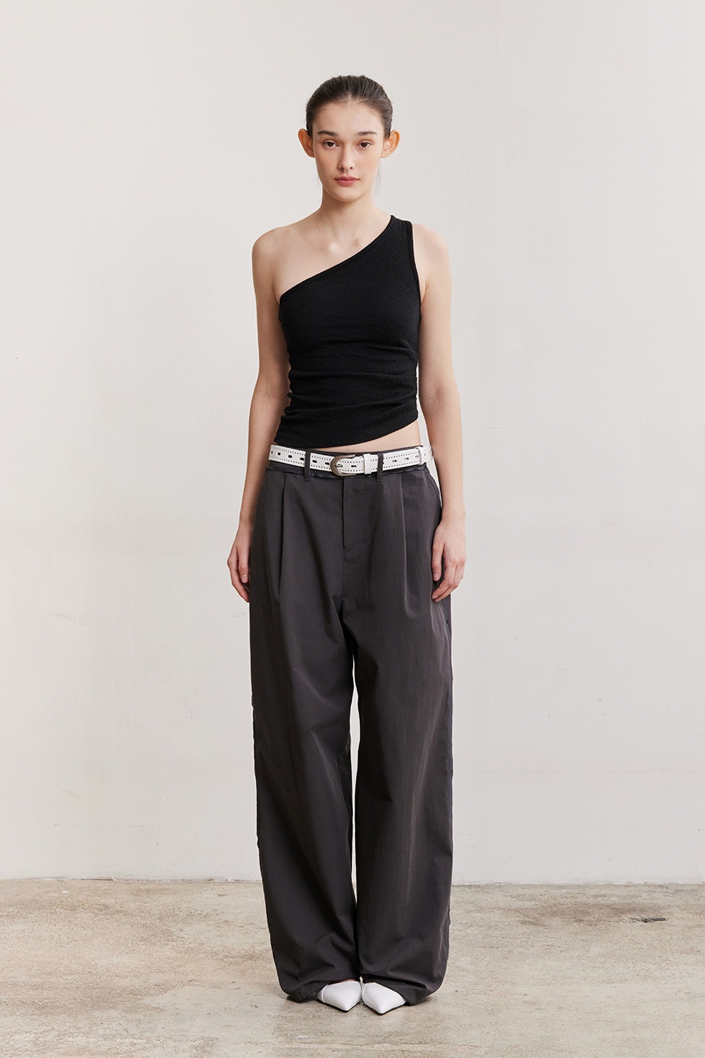 [2ND] COTTON RAW CUT WIDE PANTS (CHARCOAL)